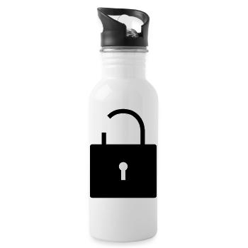 Keine Sicherheit no security offenes Schloss lock - Trinkflasche mit integriertem Trinkhalm - Weiß - Rechts