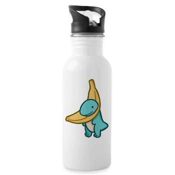 hugadino Banana Boi, Dino, süßer Dinosaurier - Trinkflasche mit integriertem Trinkhalm - Weiß - Rechts