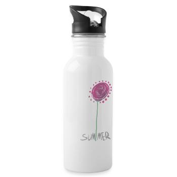 Abstrakte Sommerkristall Blumenillustration - Trinkflasche mit integriertem Trinkhalm - Weiß - Rechts
