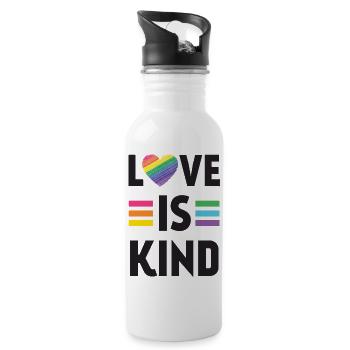 Pride Month LGBT - Liebe ist nett - Trinkflasche mit integriertem Trinkhalm - Weiß - Rechts