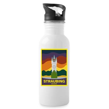 Straubing Stadtturm Bayern Deutschland - Trinkflasche mit integriertem Trinkhalm - Weiß - Rechts