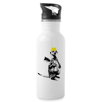 Suricate Guitariste Blanc BG Chapeau Jaune - Gourde avec paille intégrée - blanc - Droite