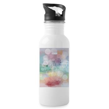 Chakras Pastel Design Abstract Delicate Pastel Color - Water bottle with straw - white - Right