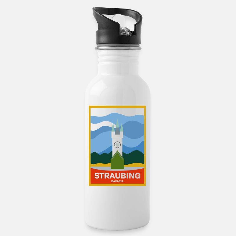 Straubing - Gourde avec paille intégrée - blanc