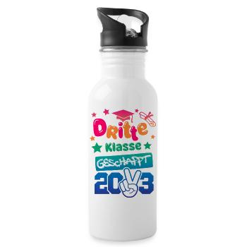 3. Klasse geschafft 2023 - Zeugnis - Trinkflasche mit integriertem Trinkhalm - Weiß - Rechts