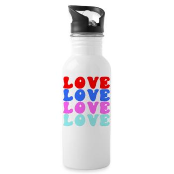 Love colorful - Trinkflasche mit integriertem Trinkhalm - Weiß - Rechts