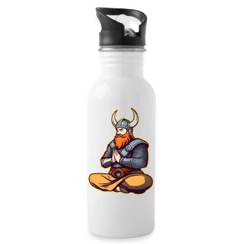 Cute Viking Doing Yoga II - Water bottle with straw - white - Right