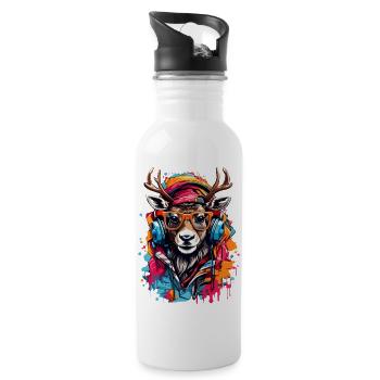 Coole Rentier - Trinkflasche mit integriertem Trinkhalm - Weiß - Rechts