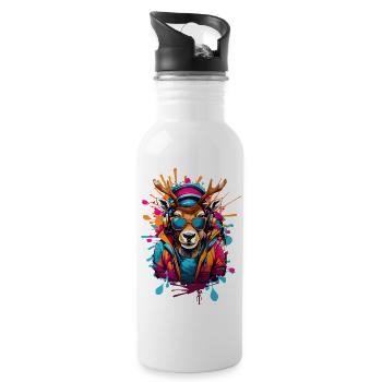 Coole Rentier - Trinkflasche mit integriertem Trinkhalm - Weiß - Rechts