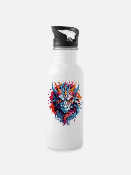 Cool Dragon - Gourde avec paille intégrée - blanc