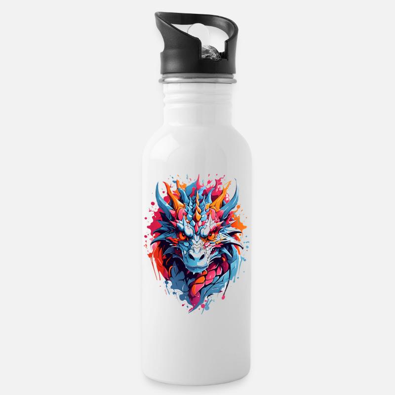 Cool Dragon - Gourde avec paille intégrée - blanc