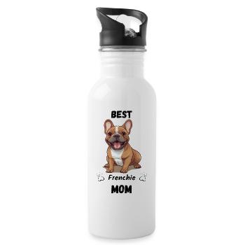 Best Frenchie Mom - Trinkflasche mit integriertem Trinkhalm - Weiß - Rechts