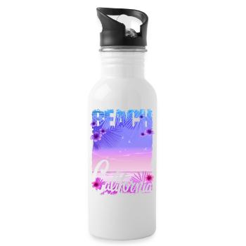 Vintage Blumen Strand Kalifornien Retro Garten USA - Trinkflasche mit integriertem Trinkhalm - Weiß - Rechts