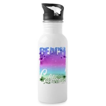 Vintage Blumen Strand Kalifornien Retro Garten USA - Trinkflasche mit integriertem Trinkhalm - Weiß - Rechts