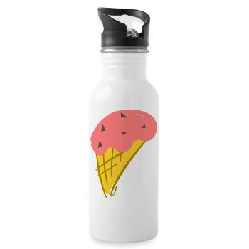 Crème glacée à la fraise - Gourde avec paille intégrée - blanc - Droite