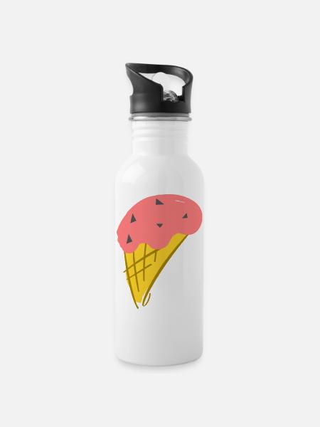 strawberry ice cream - Water bottle with straw - white