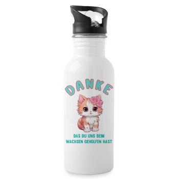 Danke das du uns beim Wachsen geholfen hast! Katze - Trinkflasche mit integriertem Trinkhalm - Weiß - Rechts