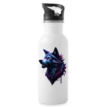 Wolf - Water bottle with straw - white - Right