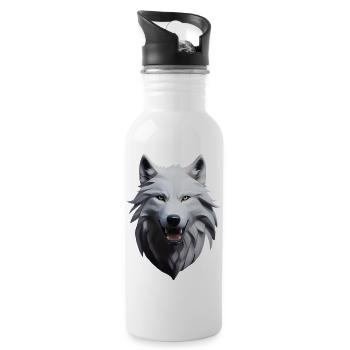 Wolf - Trinkflasche mit integriertem Trinkhalm - Weiß - Rechts