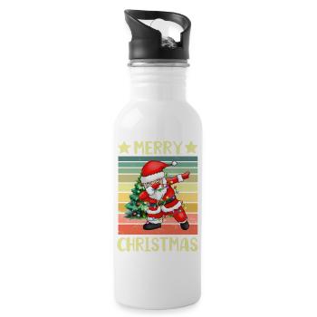 Dabbing Santa Claus Weihnachtsmann - Trinkflasche mit integriertem Trinkhalm - Weiß - Rechts
