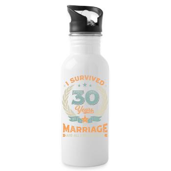 J’ai survécu à 30 ans de mariage - Gourde avec paille intégrée - blanc - Droite
