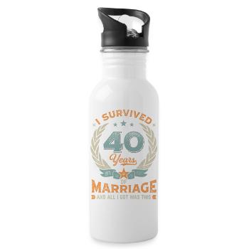 J’ai survécu à 40 ans de mariage - Gourde avec paille intégrée - blanc - Droite