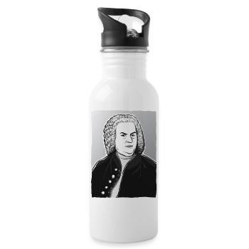 Johann Sebastian Bach en noir, blanc et argent - Gourde avec paille intégrée - blanc - Droite