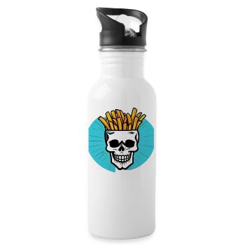 Totenkopf Pommes - Trinkflasche mit integriertem Trinkhalm - Weiß - Rechts