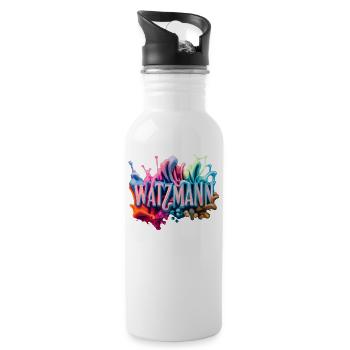 Berg Watzmann - Modern and Colorful Design - Water bottle with straw - white - Right