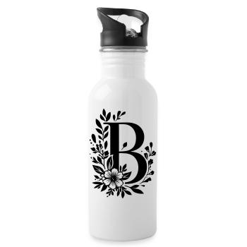 Buchstabe B Blume - Trinkflasche mit integriertem Trinkhalm - Weiß - Rechts