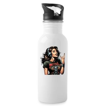 Metal Rebel Girl - Trinkflasche mit integriertem Trinkhalm - Weiß - Rechts