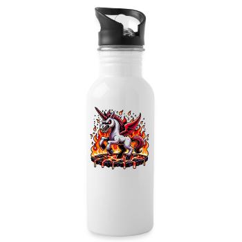 Evil Fire Unicorn - Water bottle with straw - white - Right