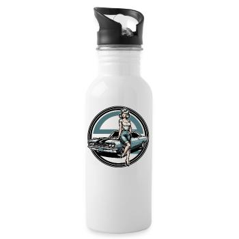 Beauté Blonde Et Muscle Car - Gourde avec paille intégrée - blanc - Droite