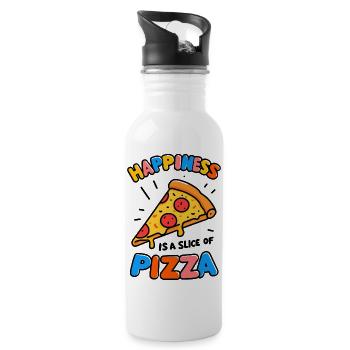 Le bonheur est une part de pizza - Gourde avec paille intégrée - blanc - Droite