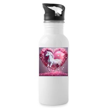 Coeur de licorne rose - Gourde avec paille intégrée - blanc - Droite