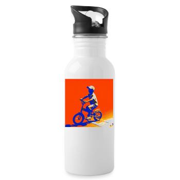 Kinderradfahrer auf dem Fahrrad - Trinkflasche mit integriertem Trinkhalm - Weiß - Rechts