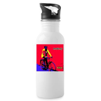 Radfahrer auf dem Fahrrad - Trinkflasche mit integriertem Trinkhalm - Weiß - Rechts