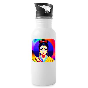 Geisha dans un style rétro - Gourde avec paille intégrée - blanc - Droite