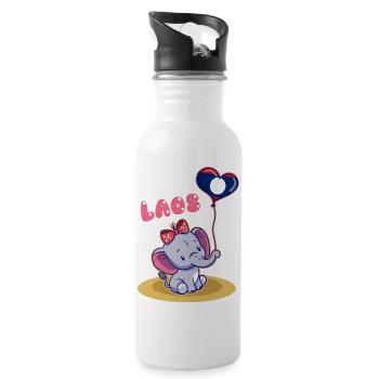 Laos Laote Laoten Elefant Lao I Geschenk - Trinkflasche mit integriertem Trinkhalm - Weiß - Rechts