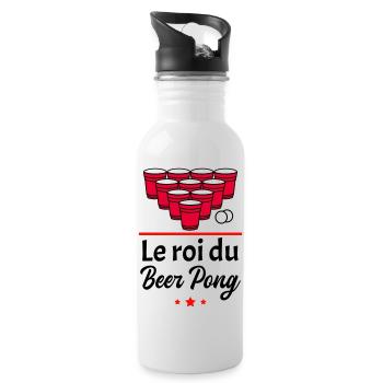 Idée cadeau pour Le Roi incontesté du Beer Pong - Gourde avec paille intégrée - blanc - Droite