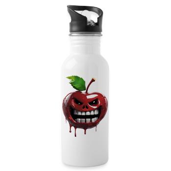 Punischerry Funny Angry Cherry - Water bottle with straw - white - Right