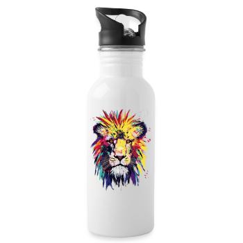 Aquarelle de Lion - Gourde avec paille intégrée - blanc - Droite