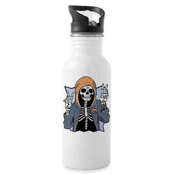 Skeleton with Hoodie - Trinkflasche mit integriertem Trinkhalm - Weiß - Rechts