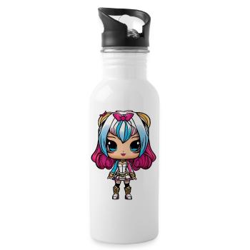 Mignonne Anime Manga Fille - Gourde avec paille intégrée - blanc - Droite