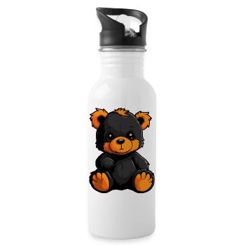 Kinder Teddybär guckt Süß - Trinkflasche mit integriertem Trinkhalm - Weiß - Rechts