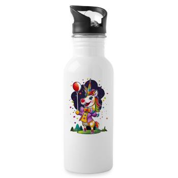 Clown Einhorn Unicorn - Water bottle with straw - white - Right