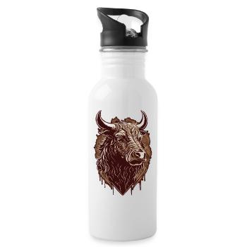 Bull's Head - Water bottle with straw - white - Right