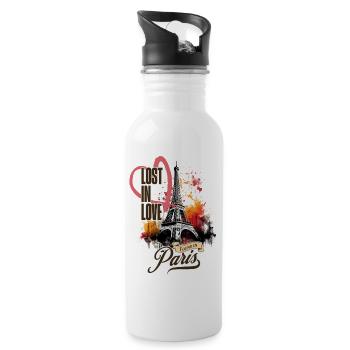 Paris Tour Eiffel France City Skyline Art - Gourde avec paille intégrée - blanc - Droite