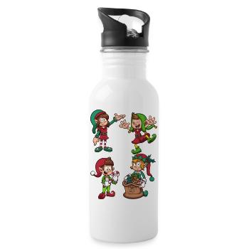 Christmas Elves - Water bottle with straw - white - Right