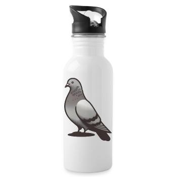 Our little brave hero of the city pigeons - Water bottle with straw - white - Right